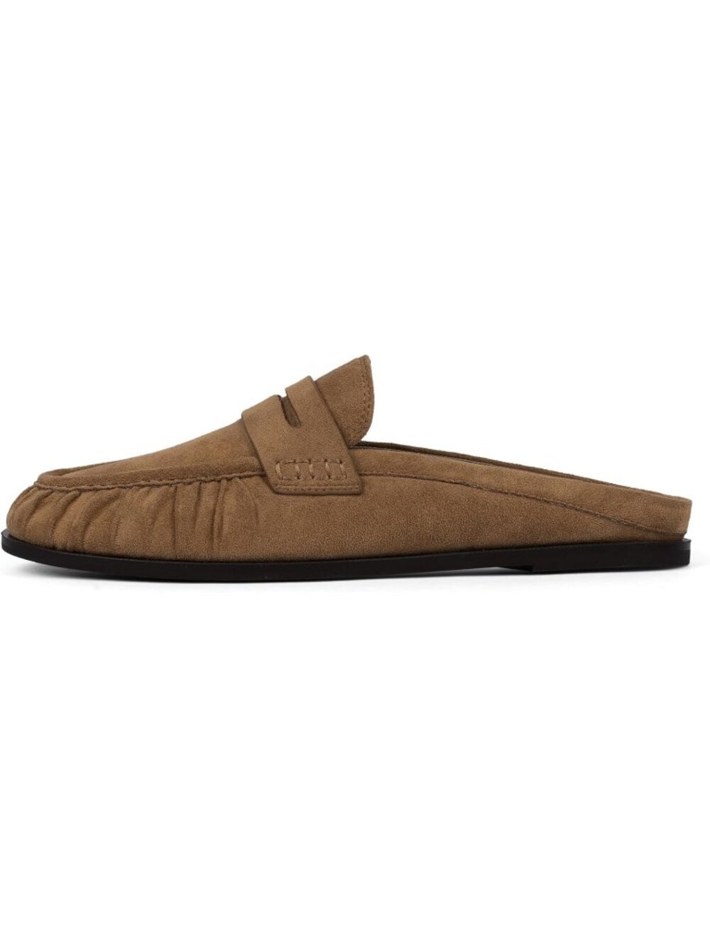 Women's Dark Brown Comfort Loafers Slingback Flats Ruched Toe Backless Slip-On
